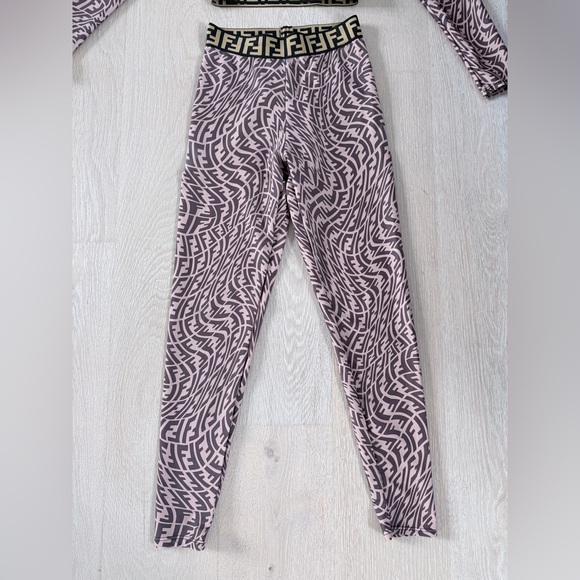 Fendi Geometric Matching Leggings Set - Brown and Black size XS/S - Picture 14 of 16